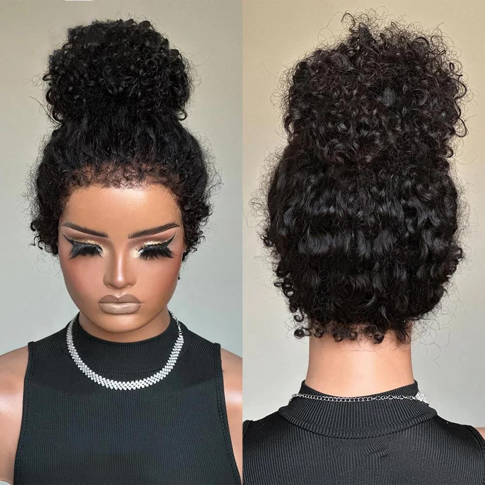 4C Kinky Edges  360 HD Lace Front Wigs Curly Wig Pre-Bleached Knots Hair Wigs