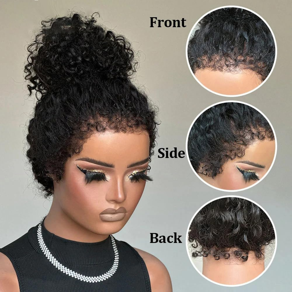 4C Kinky Edges  360 HD Lace Front Wigs Curly Wig Pre-Bleached Knots Hair Wigs